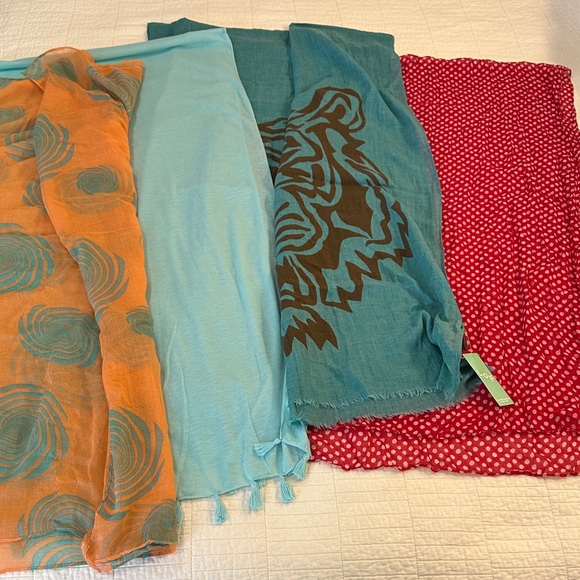 C.C. Boutique Accessories - Colorful Patterned Scarves Wrap Set Tiger Polka Dot Red Teal Orange